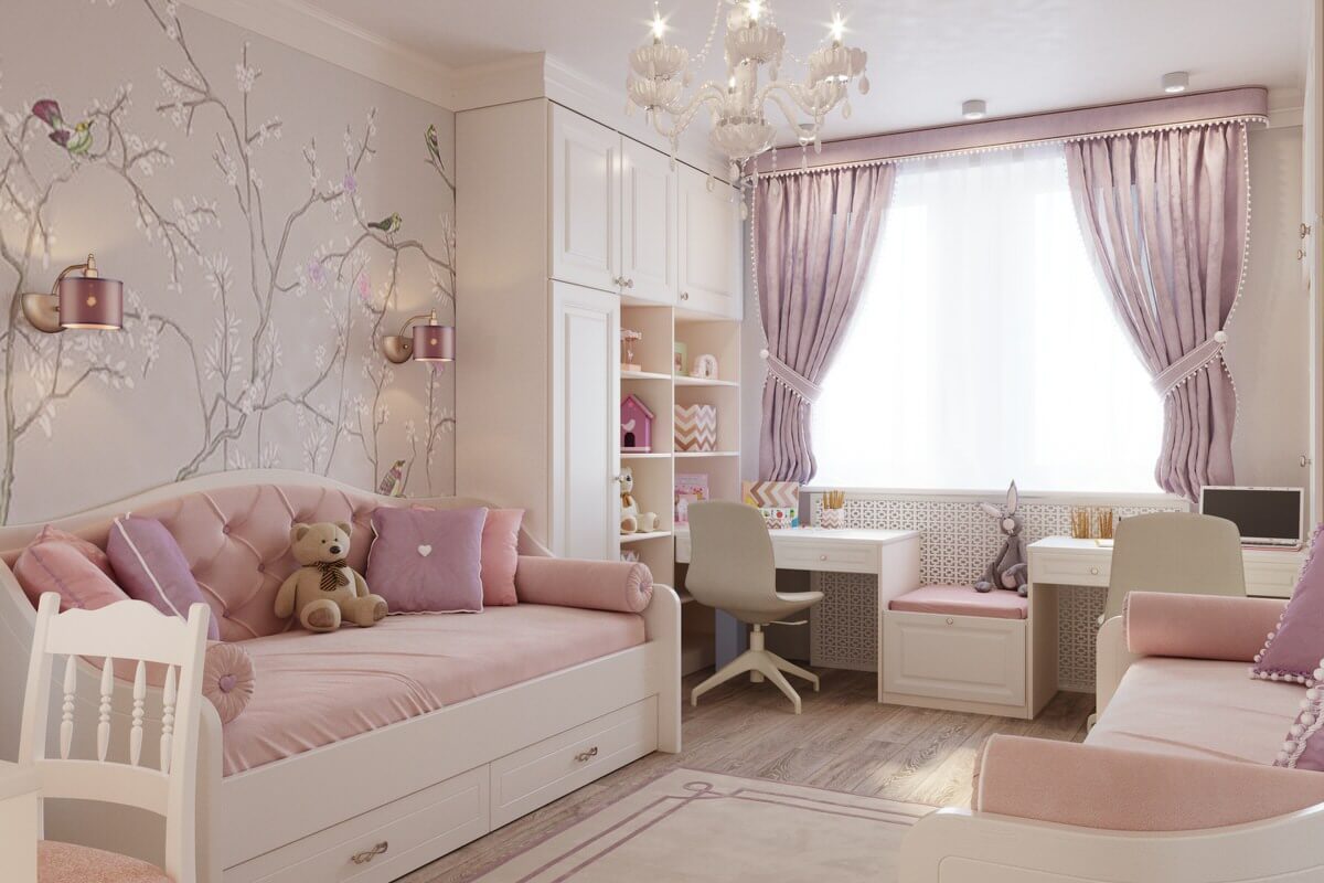 Ремонт детской комнаты  для девочек. 